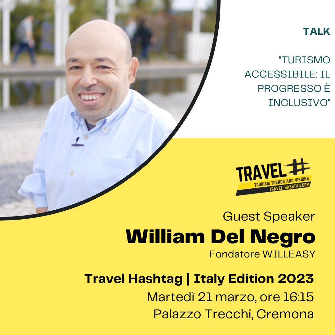 Invito Talk di William Del Negro al Travel Hashtag 2023