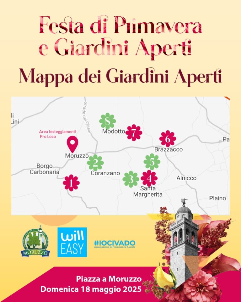 Immagine dei numerosi giardini privati e ville storiche visitabili, distribuiti tra le frazioni di Modotto, Brazzacco, Santa Margherita, Coranzano e dintorni.
